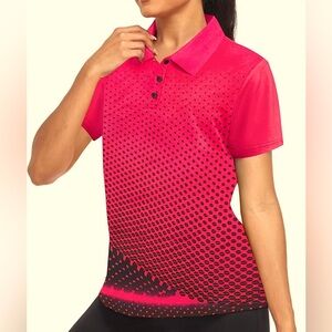 Women's Golf Polo T Shirts Short Sleeve Tennis Athletic Print T-Shirts Size M